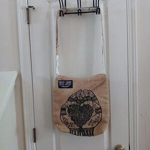 Rice Love Henna crossbody tote bag hands holding heart hippie granola gypsy boho